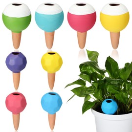 8 Pcs Plant Watering Devices Terracotta Watering Spikes Plant Watering Globes Self Irrigation Watering Planter Insert Garden Plant Automatic Waterer for Indoor Outdoor Potted Plants (Round)