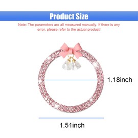 Bling Diamond Car Engine Start Stop Button Decoration Ring - Bling Ring Emblem Car Push to Start Button Cover with Cute Bow - Crystal Rhinestone Key Ignition Knob Starter Sticker for Women (Pink)