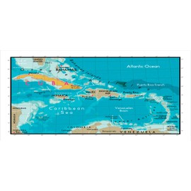 Lunarable Map Print Pencil Pen Holder, Cuba Map and Caribbean Sea Ocean Geography Political Division Lands Borders, Ceramic Pencil Holder for Desk Office Accessory, 3.6" X 3.2", Multicolor