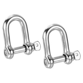 PATIKIL 2pcs M6 6mm 440lbs Screw Pin Shackles 304 Stainless Steel D-Ring Shackle Chain Wire Rope for Outdoor Silver