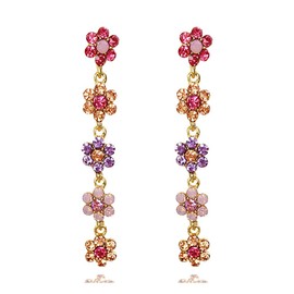 Purple Rhinestone Earrings for Women,Champagne Long Leaf Chandelier Statement Earrings for Women Glitter Crystal Cluster Drop Earrings Bridal Wedding Party Earrings, Cubic Zirconia, crystal