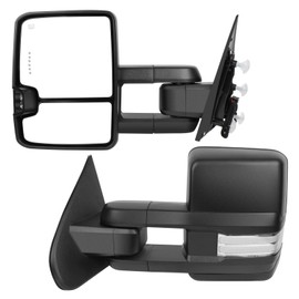 Aintier Tow Mirrors Pair suitable for 2014-2020 For Chevy Silverado For GMC Sierra 1500/2500/3500 HD with Power Adjusted Heated LED Turn Signal Running Light BlackTowing Mirrors
