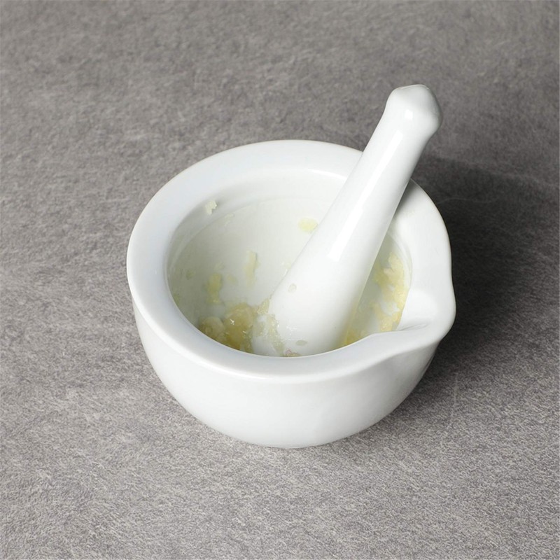 LEETOYI Porcelain Small Mortar and Pestle, Ceramic Herb Grinder Pill