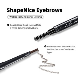 12 Pcs Eyebrow Pencils 2 in 1 Tip-and-Brush Eyebrow Pencil with Retractable and Waterproof Eyebrow Pencil for Women and Beginners (Dark Brown)