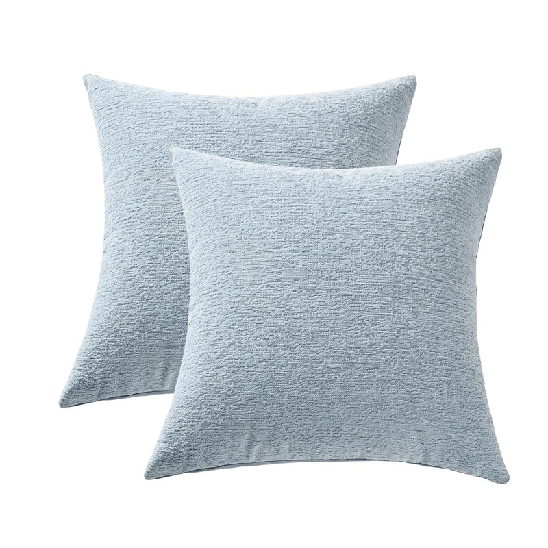 Volcanics Pack of 2 Misty Blue Decorative Chenille Cushion Covers