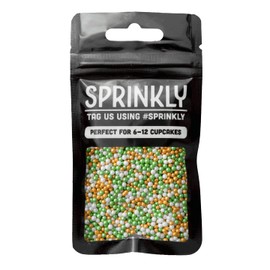 SPRINKLY - Glimmer Pearls - Orange, Green & White (St Patrick's Day) - 30g