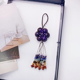 RECKSI 7 Chakra Healing Crystal Hanging Ornament Macrame Wall Hanging Crystals for Windows feng Shui Decor car Hanging Accessories Yoga Gifts for Women, Amethyst