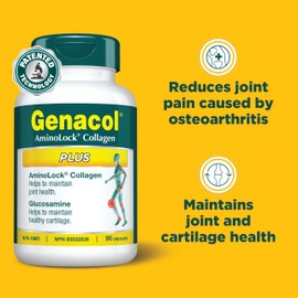 Genacol Genacol Plus C Glucosamine and Collagen Supplement with Ultra-Hydrolyzed Collagen Peptides, Eases Joint Pain, Maintains and Protects Cartilage, 90 Capsules (30-Day Supply) MADE IN CANADA