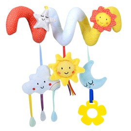 Kisangel 1 Set Crib Hanging Spiral Stroller with Cartoon Sun Cloud Nursery Decor for Boys Engaging Gym Hanging for Visual Development Interaction
