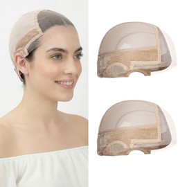 Wig Grip Cap for Lace Front Wigs, Glueless Non Slip Wig Cap for Women, Adjustable & Transparent Lace Wig Cap, 2 Pack (2 Pack-Nude)