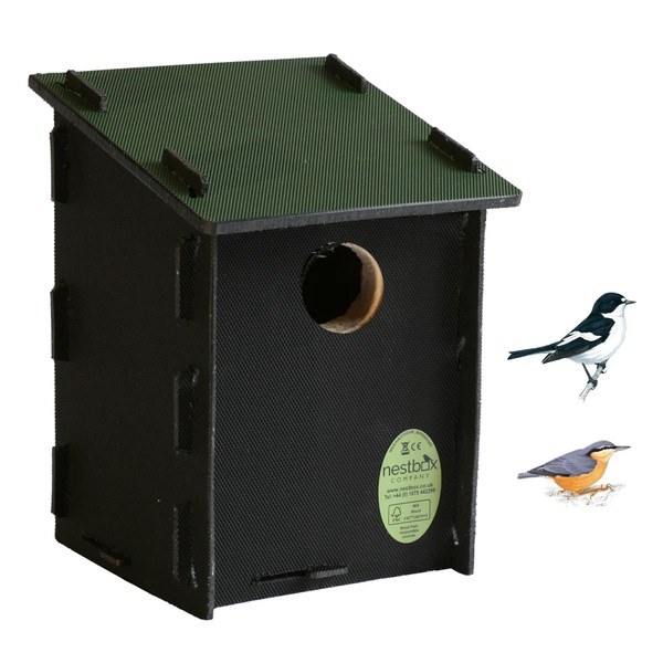 Eco Small Bird Nest Box with Recycled Plastic Outer Shell and Wooden Internal Nesting Chamber (32mm Entrance Hole)