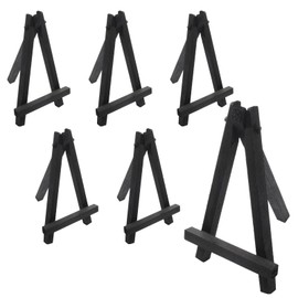 Cionyce 6 Pcs Mini Wood Display Easel, Black Small Wood Easel Stand for Display, Painting Holder Stand for Canvases, Kids Crafts, Business Cards, Photos