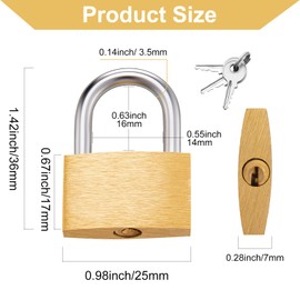 Kenning 16 Pcs Solid Keyed Alike Padlocks 0.98" Solid Brass Padlock with Key Weatherproof Luggage Locks Suitcase Lock Wide Body with Hardened Steel Shackle for Sheds, Storage Unit, Gym Fence