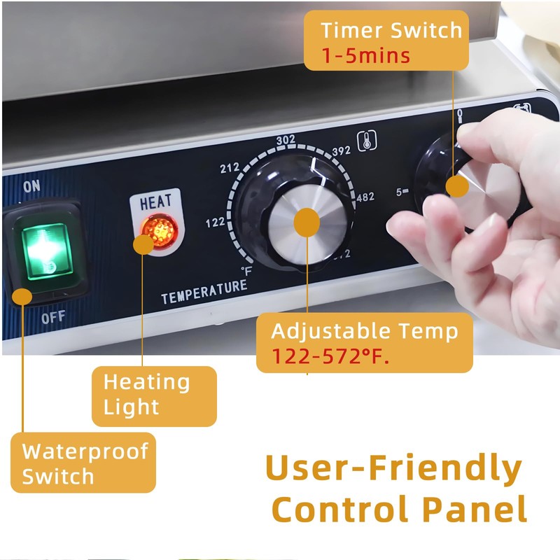 Hehinton® 9-Hole Pancake Maker, Φ76mm Dorayaki Pancake Machine, Temp Control
