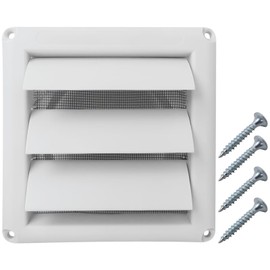 Universal 4 Inch Dryer Vent Cover for Exterior Wall - White Plastic Vent Hood with High-Density Screen & 4 Installation Screws Included