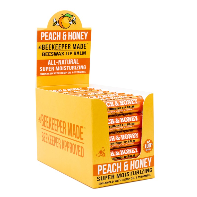 Beekeeper Made Beeswax Bulk Lip Balm, Peach, 40 Count