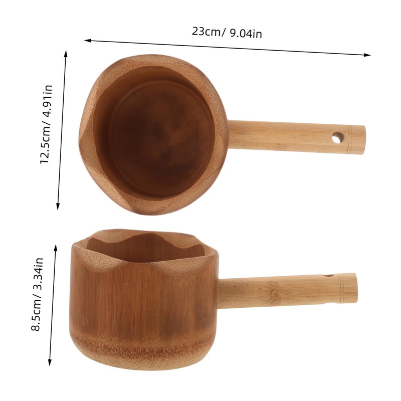 FRCOLOR Bamboo Water Ladle Ergonomic Long Handled Bathing Scoop for