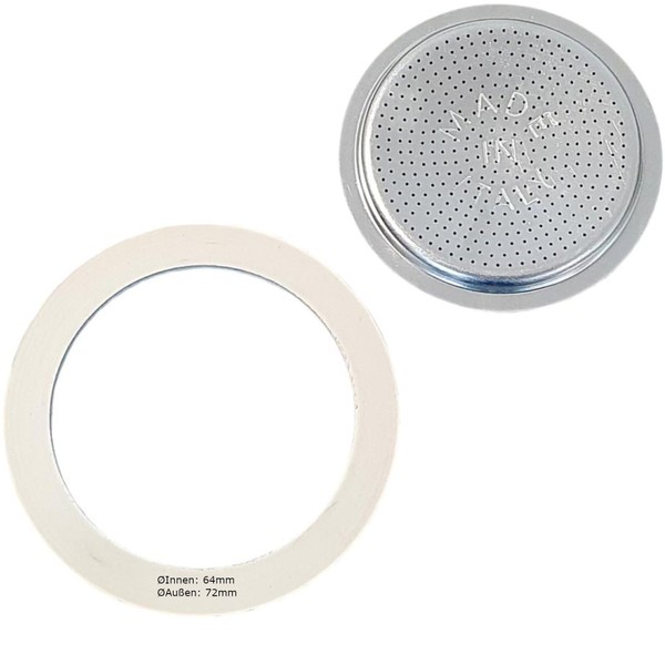 harren24 3 sealing rings and filter sieve for Bialetti (New Venus Induction, 72 mm)
