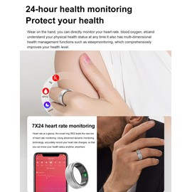 Smart Ring for Men Smart Ring for Women Ladies Smart Ring Fitness Ring Fitness Tracker for Men Waterproof Sleep Heart Rate Monitor Health Ring Pedometer Step Counter Compatible with ios Android Phones
