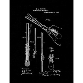 Hair Curling Iron Patent Print Black Matte (11" x 14") M15424