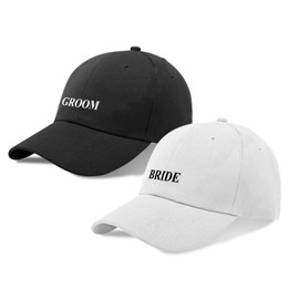 LADY&HOME Mr and Mrs Hats,Bride Groom Hats,Honeymoon Essentials Wedding Engagement Gifts for Couples (Bride&Groom-1)