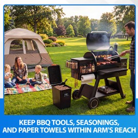 Maxdot Magnetic Grill Organizer Kit with 22 lb Pellet Storage Container