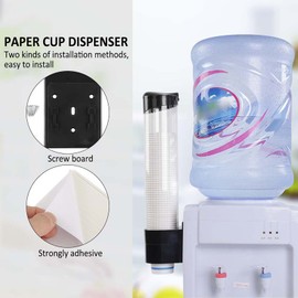 GOTOTOP 60-80 Cup Holder Cup Dispenser One Touch Button Wall Cup Dispenser Home Office Pull Type Water Dispenser Paper Cup Holder Black 3.5 x 15.0in