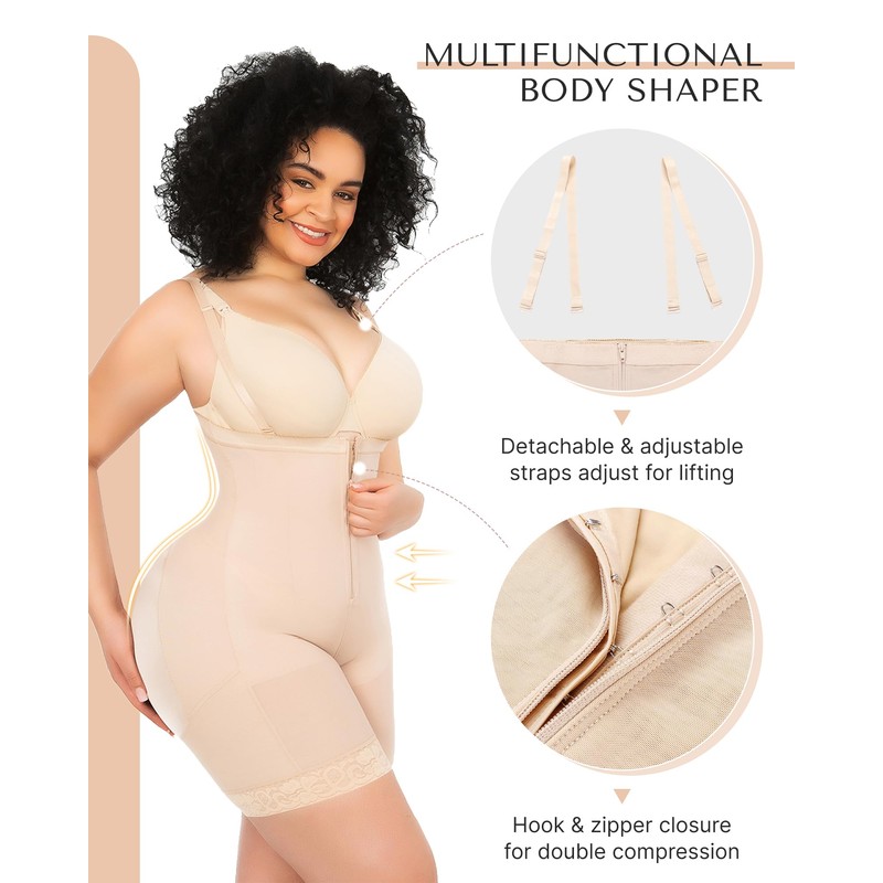 SHAPELLX Tummy Control Shapewear for Women Fajas Bodysuit Underbust Full