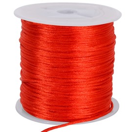 TONIFUL 1.5mm x 50 Yards Red Nylon Cord Satin String for Bracelet Jewelry Making Rattail Macrame Trim Cord Necklace Bulk Beading Thread Kumihimo Chinese Knot Craft
