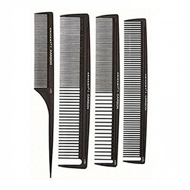 Carbon Comb Stylish 4-Pack Set by Cricket for Unisex - 4 Pc Set comb 1Pc each - All Purpose Cutting - C20, Multi Purpose - C25, Power - C30, Fine Toot