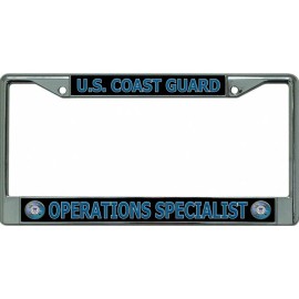 uscg coast guard operations specialist military logo chrome license plate frame