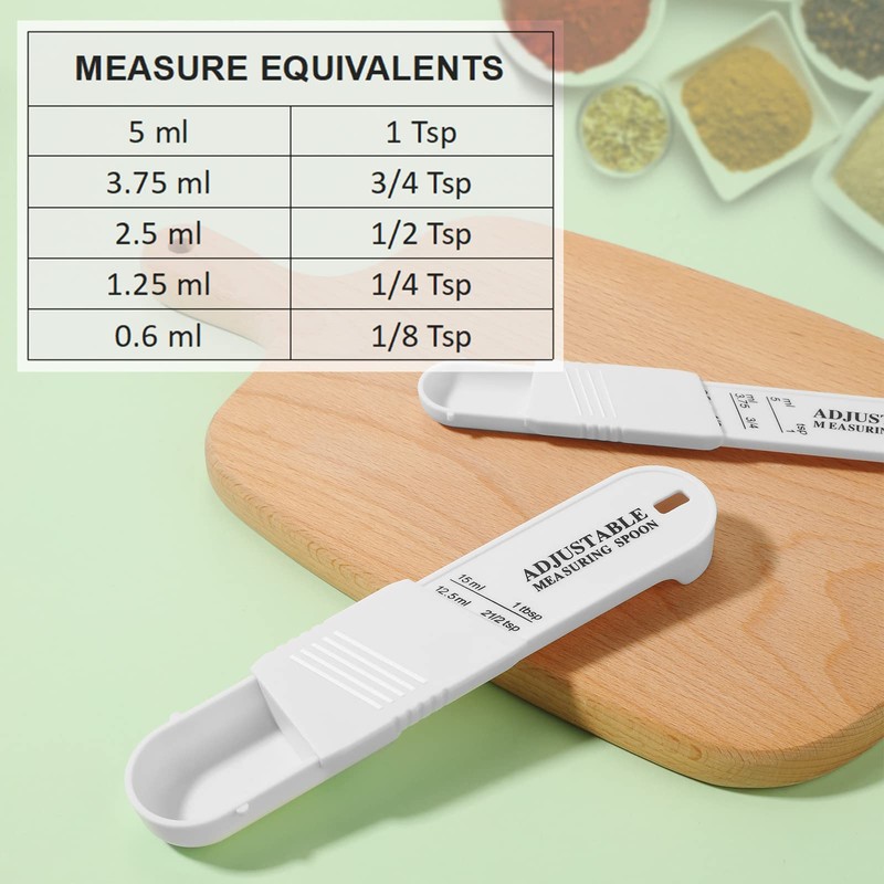 6 Pcs Adjustable Measuring Spoon Plastic Tablespoon and Teaspoon Set