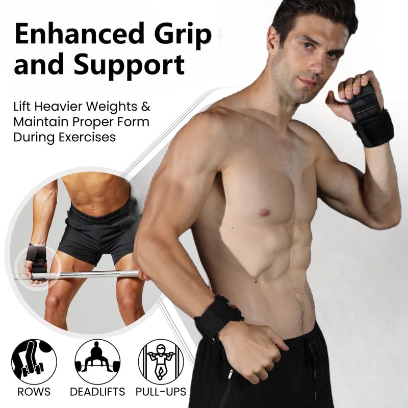 Weight Lifting Hooks (Pair), Heavy Duty Power Wrist Straps Hand
