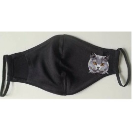 British Shorthaired Cat Embroidered Face Mask with or without Rhinestones