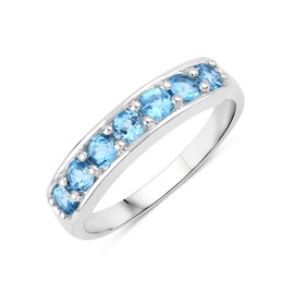 Rafaela Donata Women's Ring Rhodium-Plated 925 Sterling Silver with Blue Topaz Blue Gemstone Ring Size 3.00 mm, Topaz