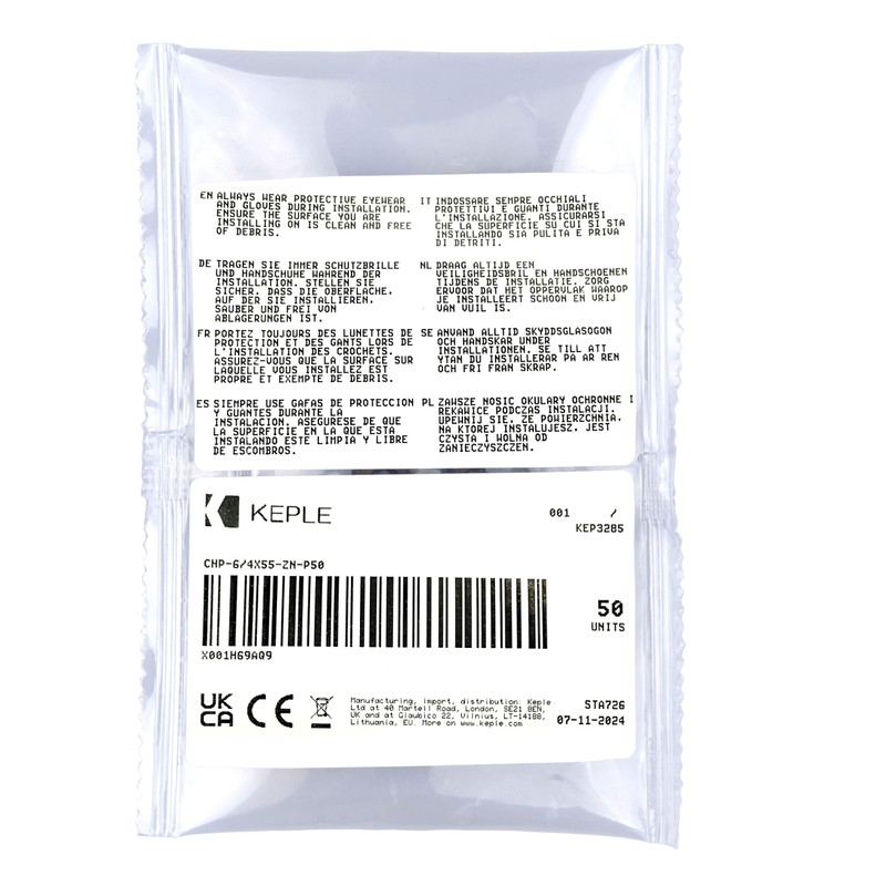 Keple C Shaped Hook Screws with M6 Wall Plugs and
