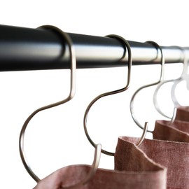 Keyaiira Minimalistic Shower Curtain Hooks, Stainless Steel, Brass, Black meatal, S Hook, Curtain Rings, Jean Hook, Purse, Bag, Closest Hanger - 12pk (Steel)