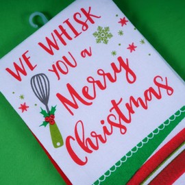 YOGAN Christmas Tea Towels (Pack of 2) | 100% cotton | Super Soft | Super Absorbent | 45 x 65 cm | Lint Free (Multicolor, CHRISTMAS WHISK)