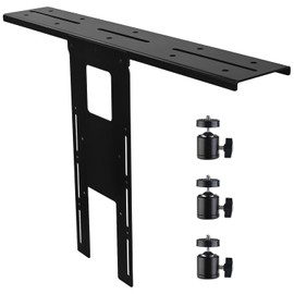 IFCASE Above/Behind Desk Monitor Shelf Mount Holds SLR Camera, Light Webcam, Microphone Fits VESA 75mm 100mm Compatible with Monitor Arm (Black, Shelf with Tripod Head)