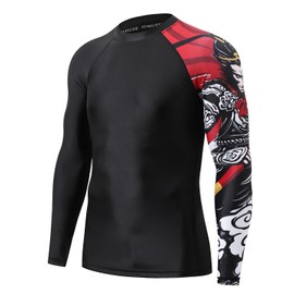 HUGE SPORTS Swimming Shirts for Men UPF 50+ Quick-Drying Compression Long Sleeve Men's Rash Guard, wukong