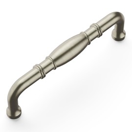 Hickory Hardware 1 Pack Solid Core Kitchen Cabinet Pulls, Luxury Cabinet Handles, Hardware for Doors & Dresser Drawers, 3-3/4 Inch (96mm) Hole Center, Satin Nickel, Williamsburg Collection