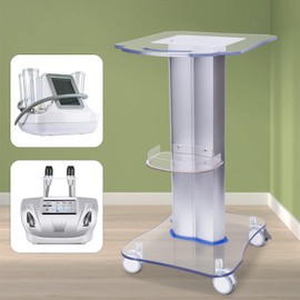 Salon Trolley Cart with Wheels, Esthetician Salon Spa Rolling Trolley Tray with Armrest Transparent Panel Beauty Spa Service Cart