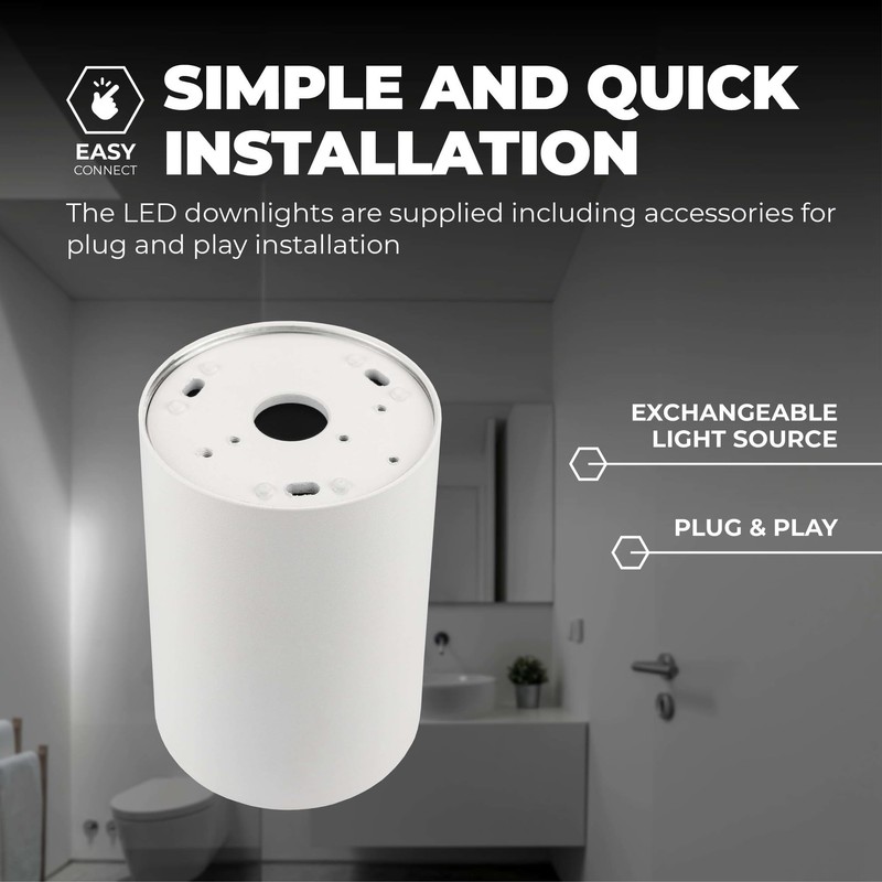 Ledvion - LED surface-mounted spotlights, round, dimmable, 5 W, 4000