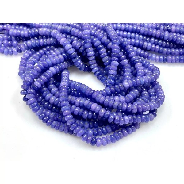 Sapphire Quartz Smooth Rondelle Heishi Shape Beads, 16" Long size