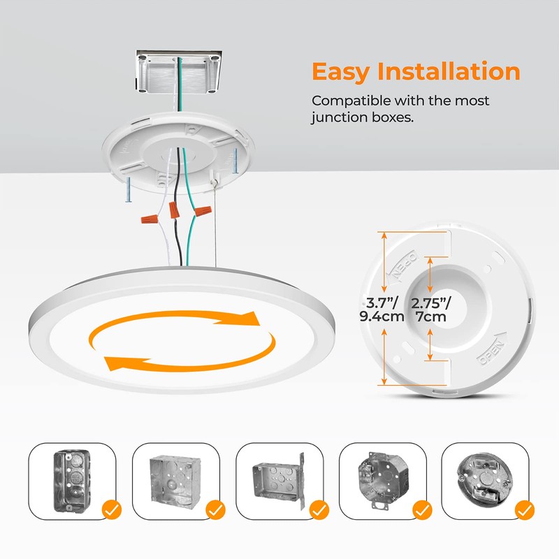 BLNAN LED Flush Mount Ceiling Light, 9 Inch 18W 3000K/4000K/5000K