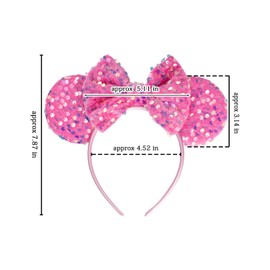 Batsysm Velvet Mouse Ear Headband with Full Sequins, Glittering Hair Bow Headband, Shiny Fashion Headwear for Girl Women