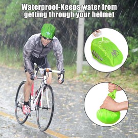 HIKERBRO Bicycle Helmet Rain Covers, Waterproof Cycle Helmet Cover, Bike Helmet Cover with Reflective Stripes, Windproof High Visibility Helmet Covers for Men Women, Medium