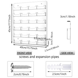 24 Pockets Business Card Holder Wall Mount Rack Card Display Rack Clear Sticker Display Rack Business Card Display Holder Clear Acrylic Card Organizing for Office (Horizontal)