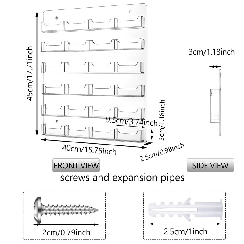 24 Pockets Business Card Holder Wall Mount Rack Card Display