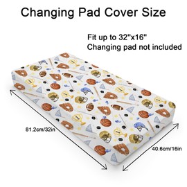 Baby Sports Changing Pad Covers American Football Baseball Basketball Diaper Change Table Pad Sheets for Girl Boy Sports Lovers Gift Soft Breathable Stretch Baby Changing Table Mats 32''x16''
